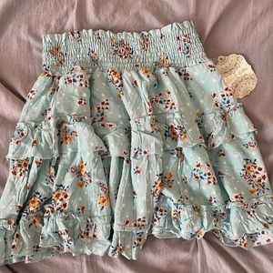 Sky Blue Floral Skirt